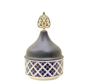 Elegant Ceramic Candy Jar With Black <b>Matt</b> Dome Lid Blue Lattice Porcelain Storage Canister Sugar Bowl Spice Pot For <b>Table</b> - Product Image 3