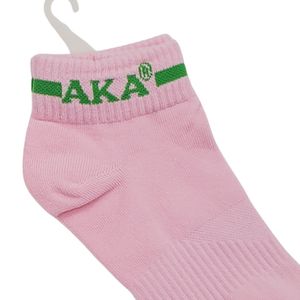 Chaussettes ras du cou pour femme rose et vert, brodées de lettres grecques, chaussettes de mode en tricot extensible, décontractées, pour le sport et les activités quotidiennes - Product Image 3