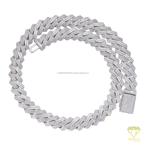 Chaîne cubaine en argent sterling 925 pour hommes et femmes, sertie de diamants Moissanite, bijoux en gros, fournisseur - Product Image 6
