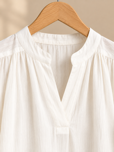 Blusa Blanca de Algodón para Mujer con Cuello Peter Pan, Mangas Abullonadas, Corte Holgado, Estilo Dulce Casual para Primavera/Verano - Product Image 5