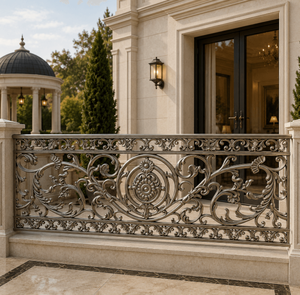 Panneau de balustrade de balcon mural moderne en fer géométrique noir et or pour extérieur, en aluminium et fer. - Product Image 6