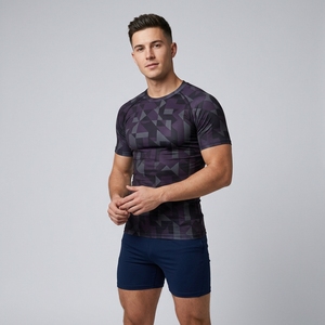 T-shirt de compression personnalisé pour homme, coupe ajustée, manches courtes, vêtements de sport actifs, entraînement en salle de sport, haut de performance - Product Image 1