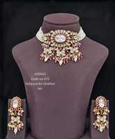 Collier choker 10643Statement, vert rose, doré, style Kundan, inspiré de Sabyasachi, pour mariage, fête, bijoux tendance.