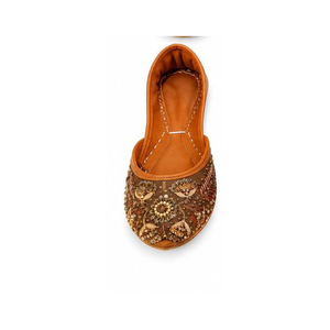 Chaussures Khussa pakistanaises artisanales de qualité supérieure, chaussures ethniques punjabi indiennes pour femmes, couleur personnalisée, semelle en cuir véritable - Product Image 4