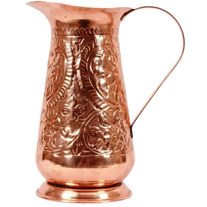 Pure Copper Water Pitcher with Diamond Hammered Design & Brass Knob Lid Handmade <b>Jug</b> for Hotel Restaurant Tableware - Product Image 3