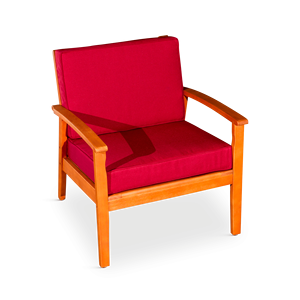 Sedia Deep Seat in eucalipto con cuscini bordeaux, finitura a olio naturale - Product Image 4