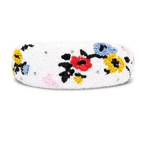 ที่คาดผมลายดอกไม้ประดับลูกปัดแบบกำหนดเอง ฐานผ้าสีขาว ห่วงผมกว้าง เครื่องประดับผมแฟชั่นสำหรับผู้หญิง ใช้ได้ทุกวัน - Product Image 1