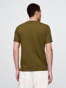 Camiseta Casual de Manga Corta para Hombre, Color Verde Oliva Sólido, 100% Poliéster No Tejido, Cuello Redondo, Corte Holgado, Transpirable y de Secado Rápido - Product Image 3