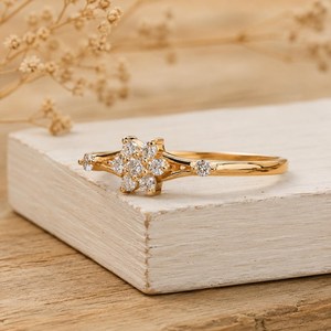 Classic Round Brilliant Cut Diamond <b>Floral</b> Cluster Ring Lab Grown 10k 14k 18k Solid Gold Wedding Surprise Gift For Lover - Product Image 2