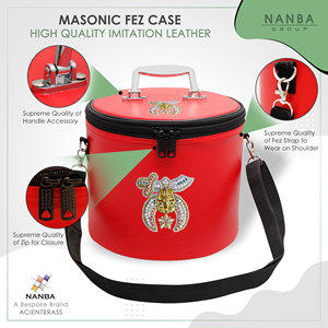 NANBA GROUP Masonic Shriner Fez Hat/Cap <b>Case</b> Imitation Leather Zipper Soft Handle Hand Embroidery Rhinestones Eco-Friendly Large - Product Image 2