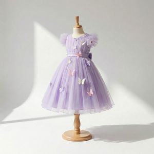 ชุดเดรสงานเลี้ยงแขนยาวผ้าทูลสีลาเวนเดอร์สไตล์เกาหลีสำหรับเด็กผู้หญิงอายุ 4-8 ปี - Product Image 3