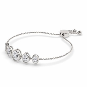 Bracelet de mode en or 14 carats de qualité supérieure avec cinq pierres (2 carats) Tw. Magnifiques bijoux pour femmes avec diamant de laboratoire Sophie taille ovale - Product Image 4