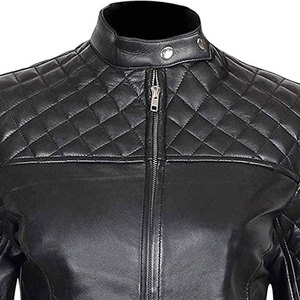 Women Slim Fit Leather <b>Jacket</b> Genuine Leather <b>Biker</b> Coat Fashion Motorcycle Outerwear Custom OEM Factory - Product Image 5