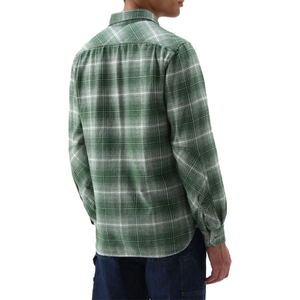 Chemise en flanelle à carreaux vertes pour homme, manches longues, boutonnée, décontractée, pour l'automne, 100% coton, tissu respirant tissé - Product Image 2