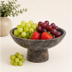 Luxury Gray Natural <b>Stone</b> Pedestal Bowl Wholesale <b>Large</b> Marble Fruit Bowl for Kitchen Centerpiece and Decorative Table Bowl - Product Image 2
