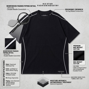 Camiseta Oversize Personalizada para Hombre, 100% Algodón, Tejido Grueso, Hombros Caídos, Costuras en Contraste, Estilo Urbano, Corte Holgado - Product Image 6