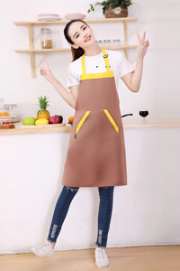 Wholesale Restaurant Hotel Customize Logo Cotton Chef Cafe Satff <b>Apron</b> Blue <b>White</b> Stripe Kitchen <b>Apron</b> With Two Pocket - Product Image 2