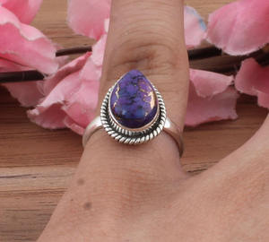 Natural Purple Copper Turquoise <b>Ring</b> 925 Sterling Silver Mojave Turquoise Boho <b>Statement</b> Wedding Jewelry <b>for</b> <b>Women</b> - Product Image 2