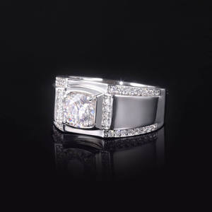 AMBER JEWELS Geometric <b>Cocktail</b> <b>Ring</b> Unisex 14K <b>Gold</b> Plated Lab Grown Diamond Prong Setting Hip Hop Engagement Party IGI - Product Image 3