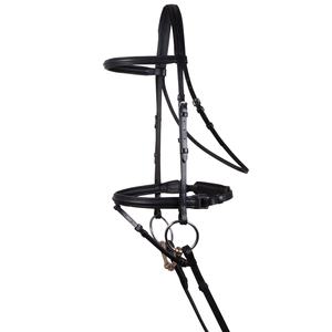 Bridas de carreras de caballos y equitación de cuero negro genuino multiusos Brida de caballo de corona completa al por mayor y fabricante - Product Image 1