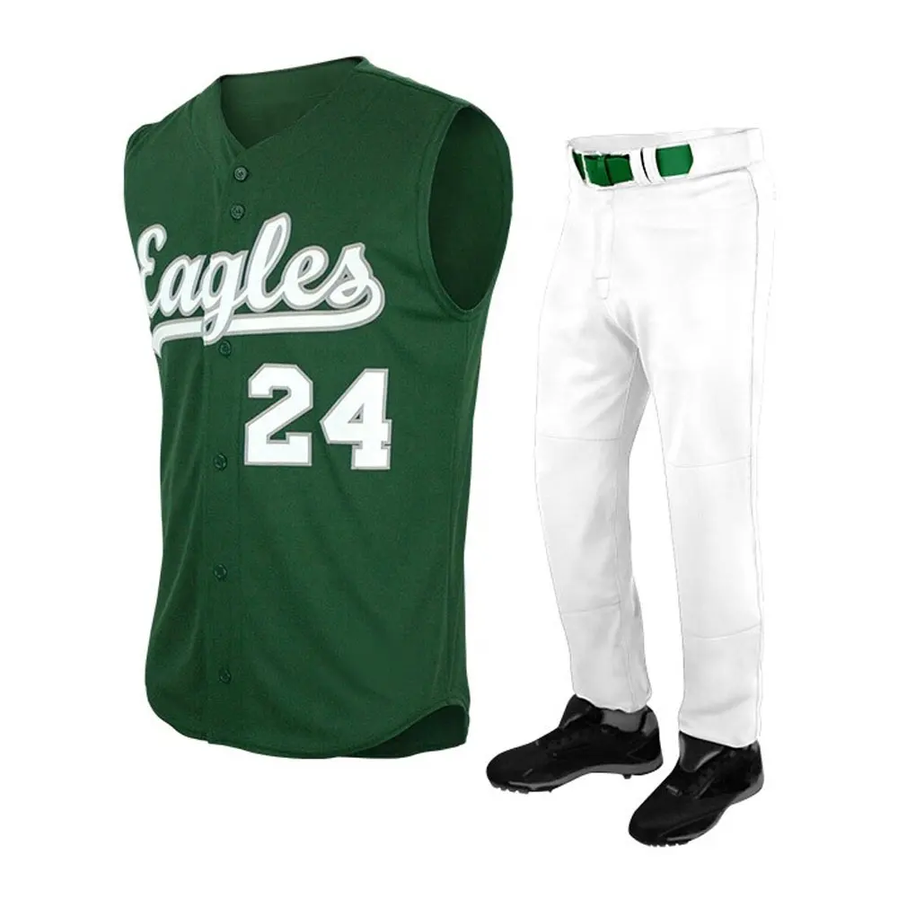 Conjunto de uniforme de Softball para hombre, Jersey de béisbol sin mangas de alta calidad