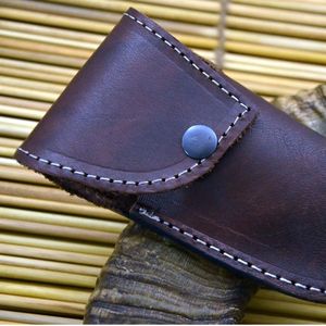 Cuchillo de Caza de Acero de Damasco, Hoja de Punta Caída, Borde Recto, Grosor de 0.6mm, con Funda de Cuero, para Uso en Campamentos al Aire Libre - Product Image 5
