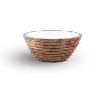 Tazón de Madera de Mango Hecho a Mano con Interior Esmaltado, Diseño Minimalista para Servir Alimentos, Decoración del Hogar y Servir Comida - Product Image 1