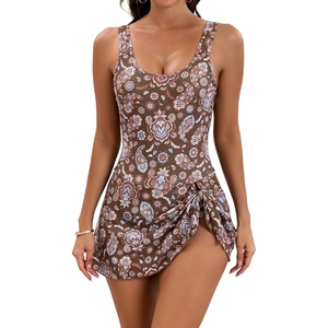 Trendy Swim Dress With <b>Flowy</b> Skirt Design Perfect Blend Of Fashion Comfort And Beach Ready Style - Product Image 4