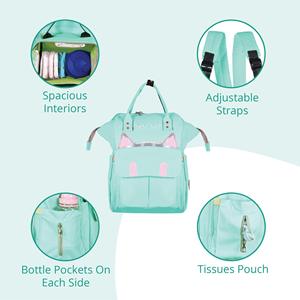 Polka Tots <b>Maternity</b> Backpack For Mothers Cat Style <b>Bag</b> - Sea Green - Product Image 5