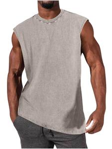 Débardeur pour homme de haute qualité, couleur vert olive, délavé à l'acide, design personnalisé, respirant, grande taille, débardeur de sport pour homme, débardeur de gym par Bearfit - Product Image 3
