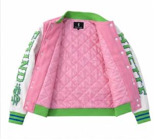 Men's Winter Bomber Jacket High Street Front Letter Embroidery Cotton Fleece Slim Regular Fit Custom Logo Embossed Finished - Product Image 5