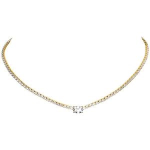 AMBER JEWELS Lujoso Collar Gargantilla Unisex Chapado en Plata con Moissanita, Corte Esmeralda y Engaste de Canal, Joyería de Boda - Product Image 1