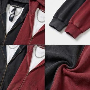 Sudadera con capucha extragrande con cremallera para hombre, de color liso, de forro polar, corte regular, para otoño - Product Image 5