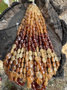Perles ovales lisses en grenat Hessonite de qualité AAA++, 5x7-6x8mm, naturelles - Product Image 4