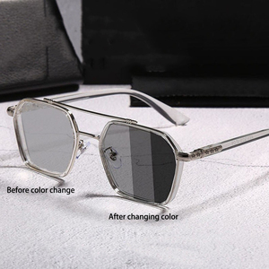 Fashionable retro metal photochromic sunglasses for men and women fishing driving tourism photochromic glasses - Product Image 5