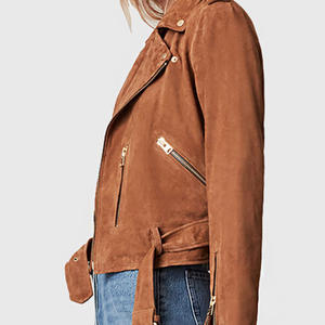 Veste en cuir suédé pour femme au design unique, col rabattu personnalisé, pour la saison hivernale, veste en cuir décontractée et tendance pour femme - Product Image 6