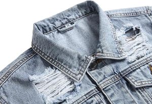 Veste en jean décontractée pour homme, couleur unie, hiver 2025, 100% coton, logo sur le devant, respirante, écologique, séchage rapide, haute qualité, 280g - Product Image 4