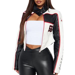Blouson Bomber Femme en Cuir Véritable de Luxe, Style Court, Personnalisé avec Logo Brodé, Tendance Streetwear et Racing - Product Image 2