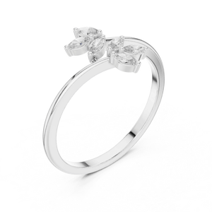Anillo de Oro Rosa de 14K con Diamante Cultivado en Laboratorio, Corte Marquesa, Diseño de Hoja de Laurel, Certificado IGI, para Mujer, Nuevo - Product Image 6