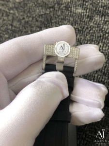 Montre-bracelet de luxe AARVA JEWELS en quartz et cristal de moissanite, 43 mm, chronographe analogique, bracelet en silicone, unisexe, tendance - Product Image 2