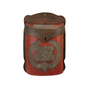 Antiqued Red Metal Mailbox Embossed Bird Wreath <b>Post</b> Brass Lid <b>Wall</b> Mount Outdoor Letter <b>Box</b> Cottagecore Home Garden Decor - Product Image 5