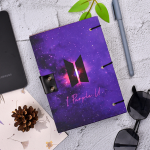 Galaxy Handmade Journal with Vintage Lock |<b>A5</b> Space Themed Notebook with Purple Nebula Design |Paper <b>Diary</b> for Writing & Gifting - Product Image 4