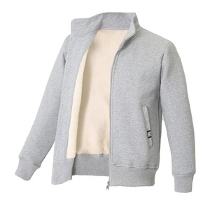 Regular Fit Cotton Knitted Oversized <b>Long</b> Front Logo Winter Outdoor Waterproof Windproof Vintage Zip-up Fleece <b>Jacket</b> For <b>Men</b> - Product Image 4