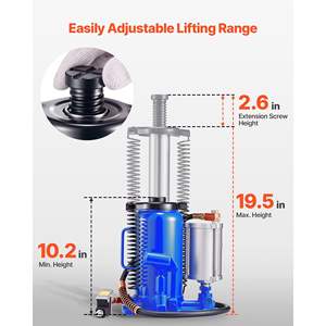 Cric hydraulique automatique 20 tonnes (44092 lb) Capacité 10,2-19,5 pouces Gamme de levage Bleu Pneumatique/Manuel Cric robuste soudé pour voiture - Product Image 4