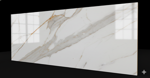 Dalles de carrelage en porcelaine blanche Calacatta Premium 600x1200mm 60x120cm GVT PGVT Finition brillante Veines dorées Carrelage mural et de sol en marbre - Product Image 5