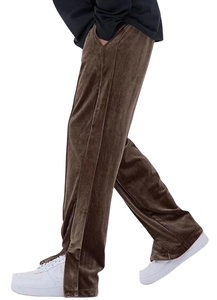 2025 nouveaux pantalons évasés pour hommes par le fabricant de vêtements de mode cordon de velours avec décoration peinte Style avant plat - Product Image 5
