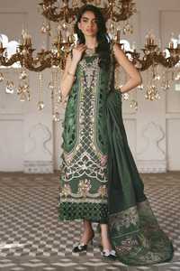 <b>Women</b> Traditional Embroidered Silk <b>Kurta</b> Set Green Midi Length With Floral Design <b>For</b> Wedding Occasion India Pakistan Style 2026 - Product Image 5