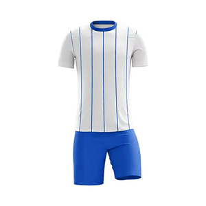 Unisex <b>White</b> <b>Blue</b> <b>Striped</b> Soccer Jersey Set Short Sleeve V-neck Moisture Wicking Polyester Athletic Fit All Season Eco-Friendly - Product Image 1