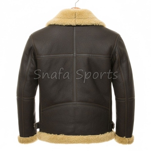 Veste en cuir shearling pour homme, veste aviateur doublée de fourrure pour l'hiver, fabricant sur mesure, vente en gros à prix de gros - Product Image 2