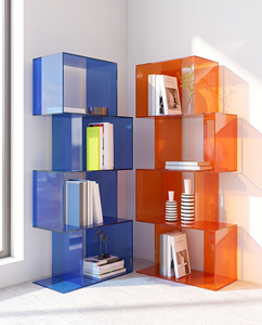 Étagère à livres moderne en acrylique, étagère d'angle à 1 niveau, étagère de rangement transparente du sol au plafond, personnalisable - Product Image 4